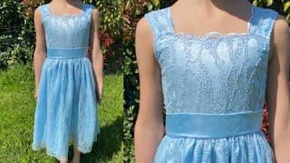 Sewing a girl dress تفصيل وخياطة فستان بناتي للمناسبات من عمر ٩/٨ سنوات