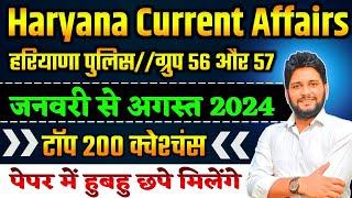 Haryana Current Affairs || Jan To August 2024 || Top 200 MCQ || Sandeep Siwach #haryanapoliceexam