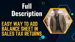 How to Add Balance Sheet in Sales Tax Return of IRIS | Balance Sheet Online Submission in IRIS