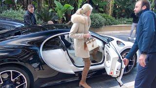 Billionaire Blonde Lady with €4M Bugatti Chiron Driving Around the Streets of Monaco!!