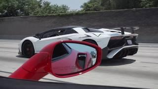 Ferrari 488 Pista chases Aventador SV! *Insane driving through traffic