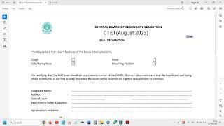 CTET self declaration form download pdf CTET self declaration form aug 2023 pdf download