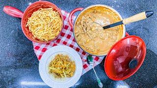 BEEF STROGANOFF: A Family Signature Recipe Enjoyed with Tender Beef, Crispy Potatoes & Fresh Cream