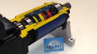 Planetengetriebe / planetary gearbox in Funktion offen von TRAMEC Getriebe