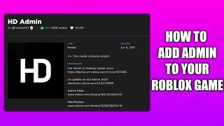 How To ADD ADMIN COMMANDS To Your ROBLOX Game - HD ADMIN