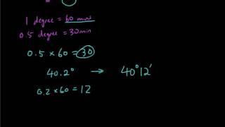 Degrees, minutes, seconds angle conversion demonstration / explanation