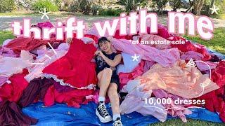 THRIFT WITH ME // thrifting at an *ESTATE SALE* with 10,000 vintage dresses!!!