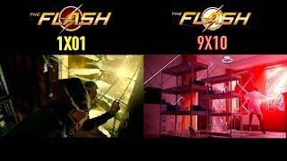 Barry struck by lightning vs Eddie struck by lightning scenes side by side | The Flash 1x01 vs 9x10