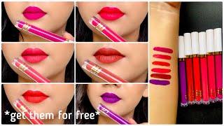 MYGLAMM LIT Liquid Matte Lipstick Swatches || Get *FREE* Lipstick || Tried New Shade Range