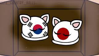 countryballs //chinaball, north koreaball, south koreaball cat and japanabll cat//