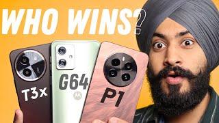 Best 5G Phone Under ₹15,000 | realme P1 vs vivo T3x vs Moto G64 |