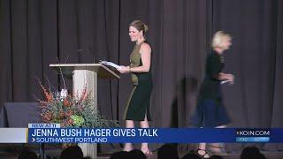 Jennifer Hoff introduces Jenna Bush Hager at Voices event