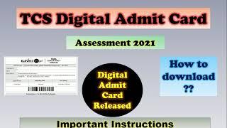 TCS digital Capability Assessment admit Card Released l TCS digital 2021 l IT India l