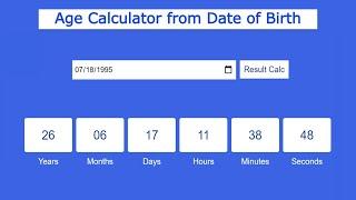 JavaScript Age Calculator | How to Calculate age in JavaScript | JavaScript Age Calculator