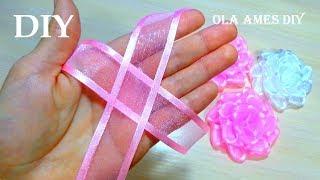 DIY Ribbon Roses| Цветы из органзы Канзаши| Easy Organza Flowers Making| Ribbon Tricks| Ola ameS DIY