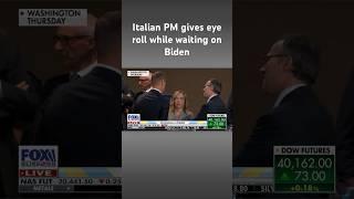 Italy’s prime minister rolled eyes, checked imaginary watch while waiting on Biden arrival #shorts