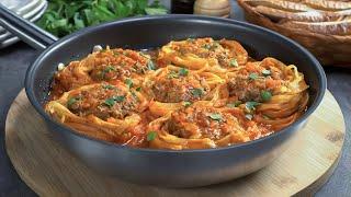 Tagliatelle Nests with Ground Meat – Quick, Tasty and One-Pan Cooked. Recipe by Always Yummy!