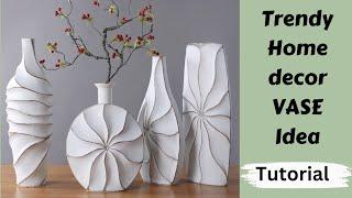 Home decor Vase/Modern Home decor/art and craft/CreativeCat/best out of waste/upcycling/clay craft