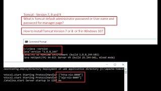 How to Install Apache Tomcat 7 or 8 or 9 in Windows 10 & What is default password?