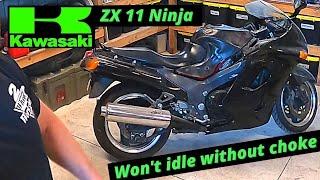 Kawasaki ZX11 Ninja Won't idle without choke