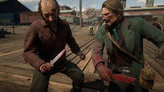 Red Dead 2 - Brutal Knife Fights Compilation - Bloody Knife Stabs - Euphoria Ragdoll Physics - RDR2