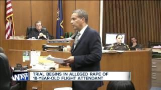 Flight attendant takes stand in rape case