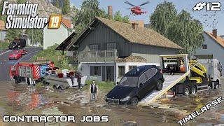 RESCUING vehicles from FLOODED AUTOBAHN | Contractor Jobs | Farming Simulator 19 | Episode 12