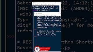 Reversing a List in Python @CodeWithIlyasoft #ilyasoft #python #reversinglist