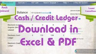 Download Cash & Credit Ledger in Excel and PDF ....On GST Portal