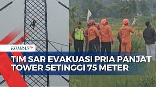 Usaha TIM Sar Evakuasi Pria Panjat Tower Setinggi 75 Meter di Kulon Progo