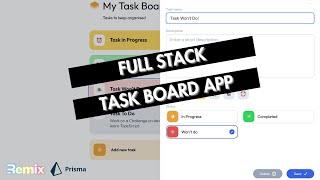  Build a Full-Stack Task Management App from Scratch with Remix & Prisma | WebDevYT 