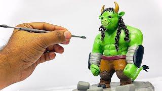 How To Make Sculpture with Clay, Sculpt BULL-HULK 