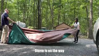 Heavy Rain and Storm Family Tent Camping