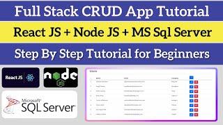 React JS CRUD Application | React JS + Node JS + Sql Server | React Hooks