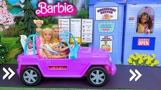 Barbie & Ken Doll Family Drive Thru Morning Routine