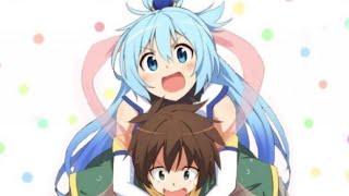 aqua y kazuma beso