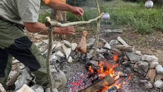 Campfire Turkey Legs #bushcraft #campfirecooking