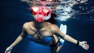 Deep Underwater Girl Swimming | Bikini Girls Swimming In Underwater 155 | Underwater Official 10M