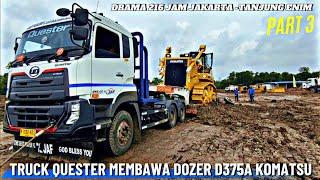 DRAMA 216 JAM JAKARTA TANJUNG ENIM TRUCK QUESTER MEMBAWA DOZER D375A KOMATSU