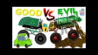 Good Vs Evil | Garbage Truck | Street Vehicles For Kids | Milk Van, Crane, Rock Truck, Toy Train