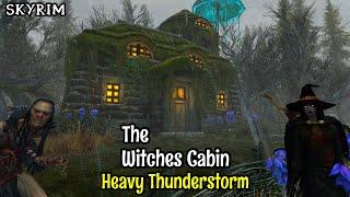 Skyrim - Witches Cabin In The Woods - Heavy Rain & Thunder Sounds For Sleep & Relaxing - Skyrim Rain