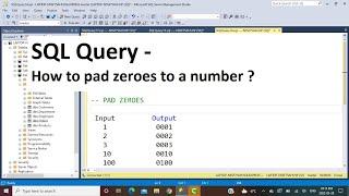 SQL Interview Query | How to pad zeroes to a number | LEFT
