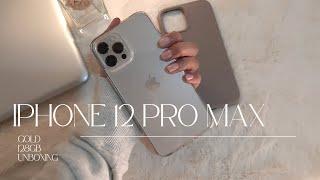  (new) iphone 12 pro max gold unboxing + accessories 