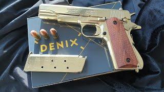 실총분해 되는 데닉스 풀메탈 금장 콜트 1911 모델건 Denix Golden M1911 Replica Pistol