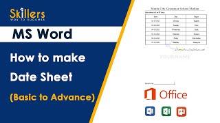 How to Make Paper Date Sheet on MS Word in Urdu - Hindi