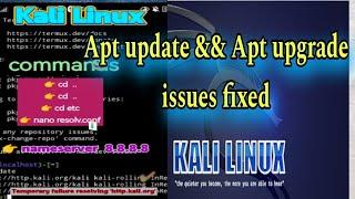 Temporary failure resolving ' http.kali.org' __ fixed issues | Kalin Linux._ apt update Error fixed