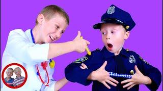 Doctor set toys | Handcuffed Officer| Mike and Jake pretend play| Doctor kit डॉक्टर सेट  العاب دكتور