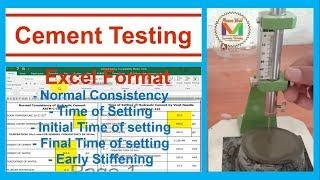 Normal Consistency and Time of Setting of Cement in Excel Format Urdu/Hindi ||MaawaWorld||