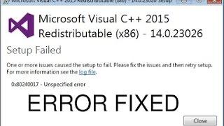 How to Fix Microsoft Visual C++ 2015 Redistributable Setup Failed error 0x80240017