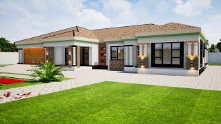 Simple and beautiful House design- 4 Bedroom plan | Tuscan roof House Design  | 19.4mx22.1m